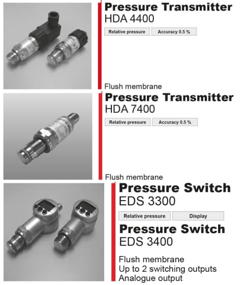 HYDAC Pressure sensors with flush menbrane薄膜式壓力傳感器